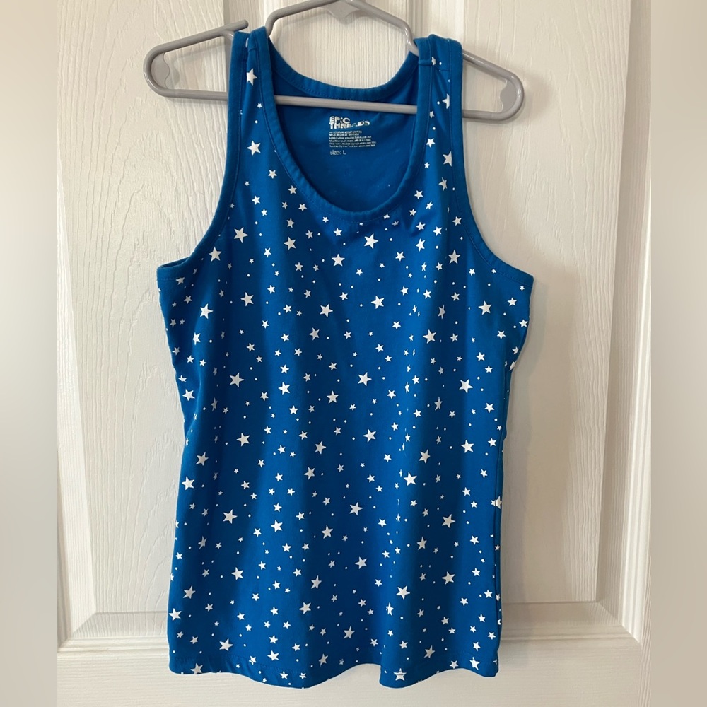 Epic Threads/Macy's Tank Top Blue with Stars Sz L